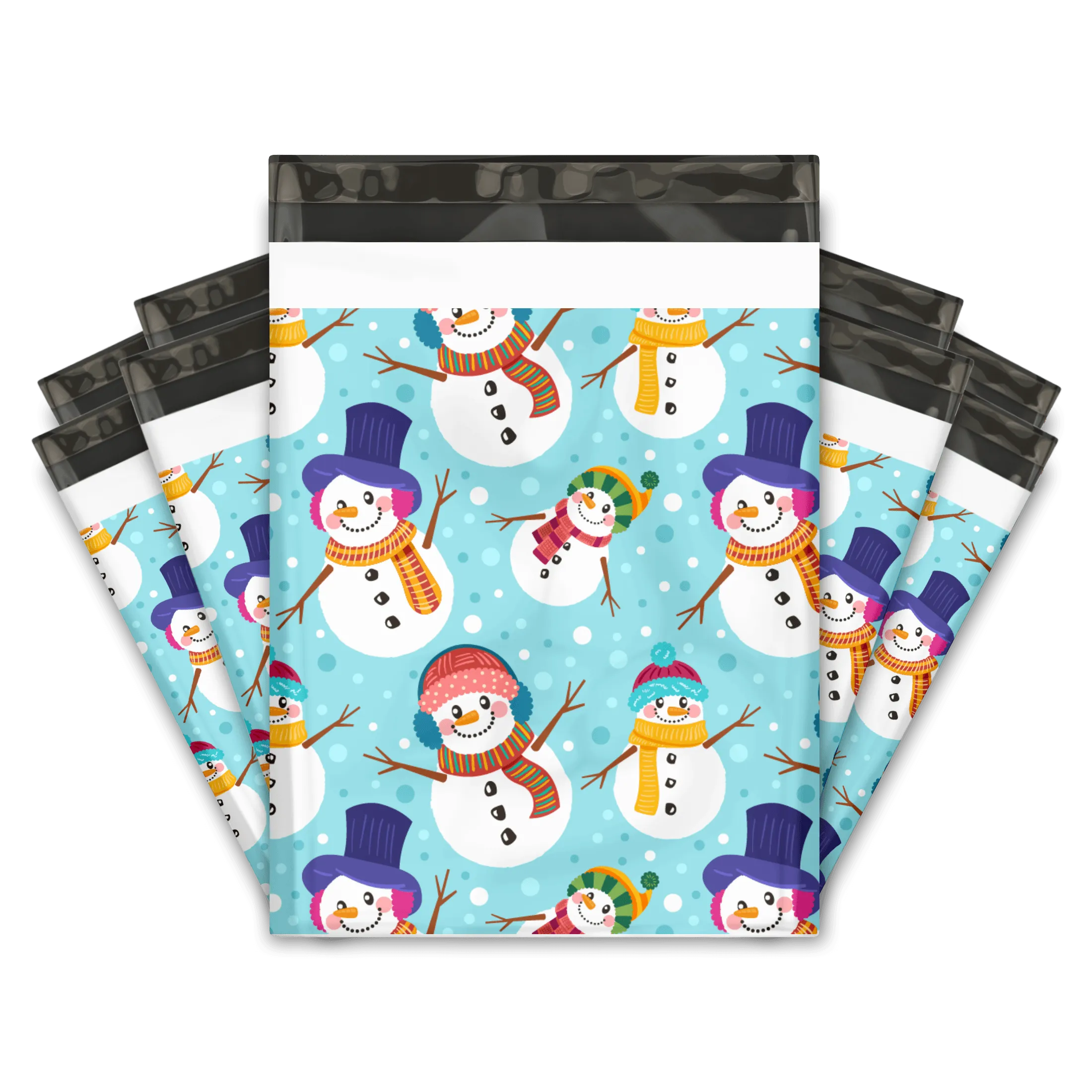 10x13 Snowmen Designer Poly Mailers Shipping Envelopes Premium Printed Bags