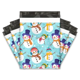 10x13 Snowmen Designer Poly Mailers Shipping Envelopes Premium Printed Bags