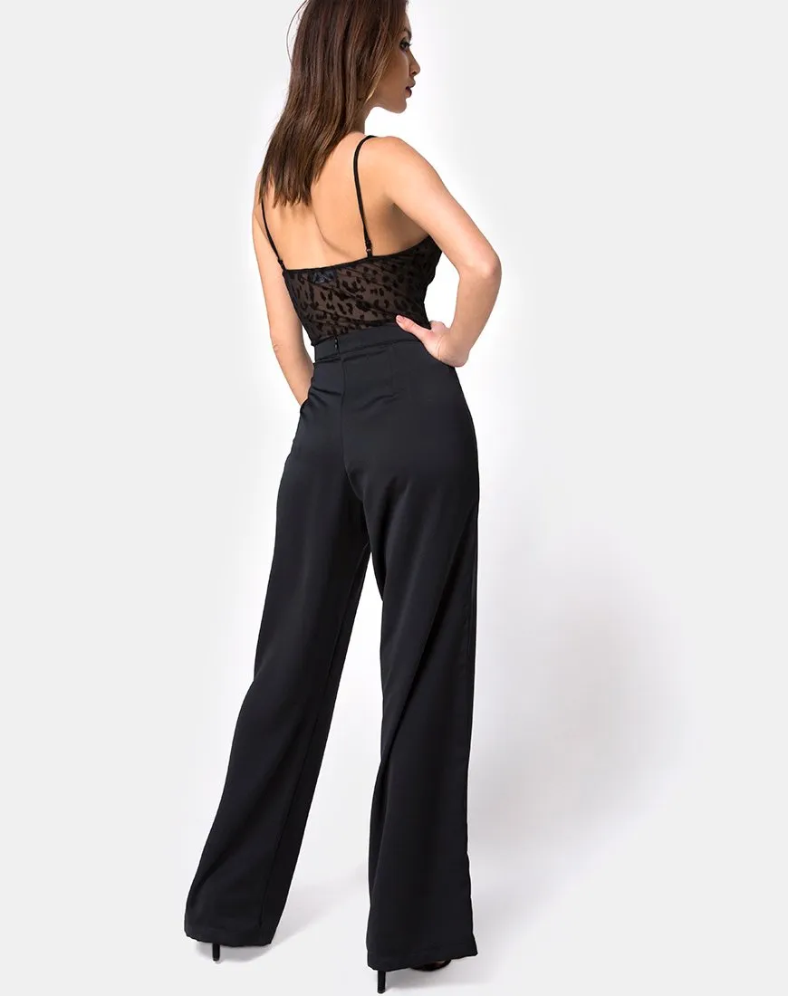 Ari Palazo Trouser in Satin Black