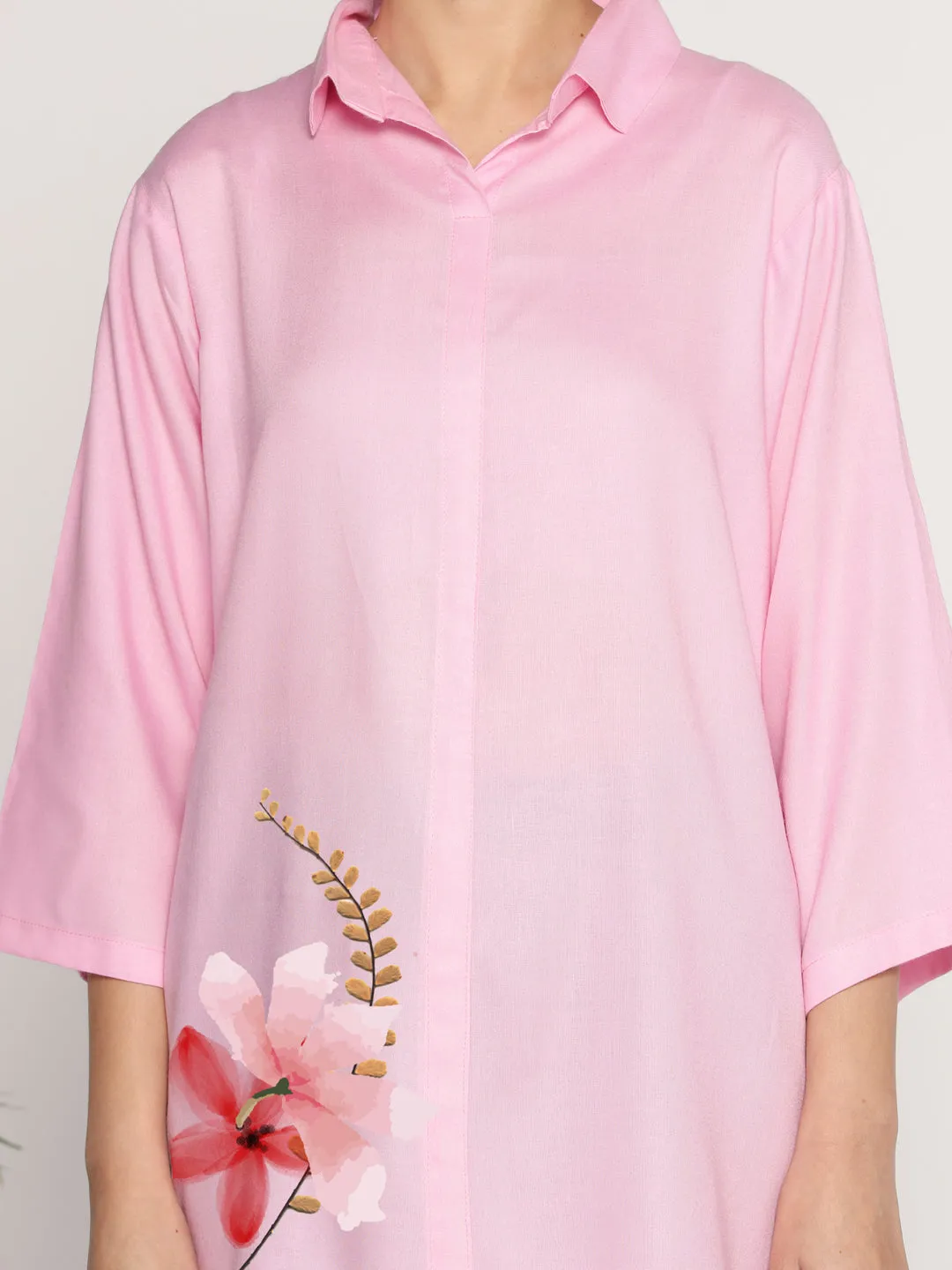 BabyPink Rayon ShirtTop - Rosalily