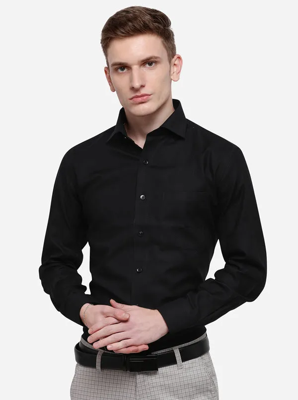 Black Dobby Slim Fit Formal Shirt | Metal