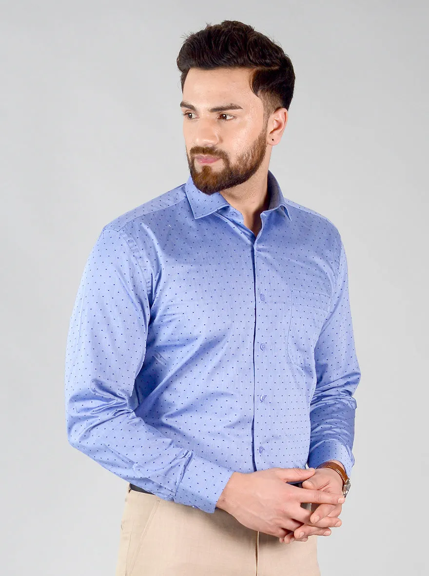 Blue Self Design Regular Fit Formal Shirt | JadeBlue