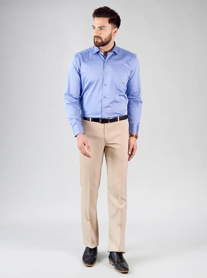 Blue Self Design Regular Fit Formal Shirt | JadeBlue