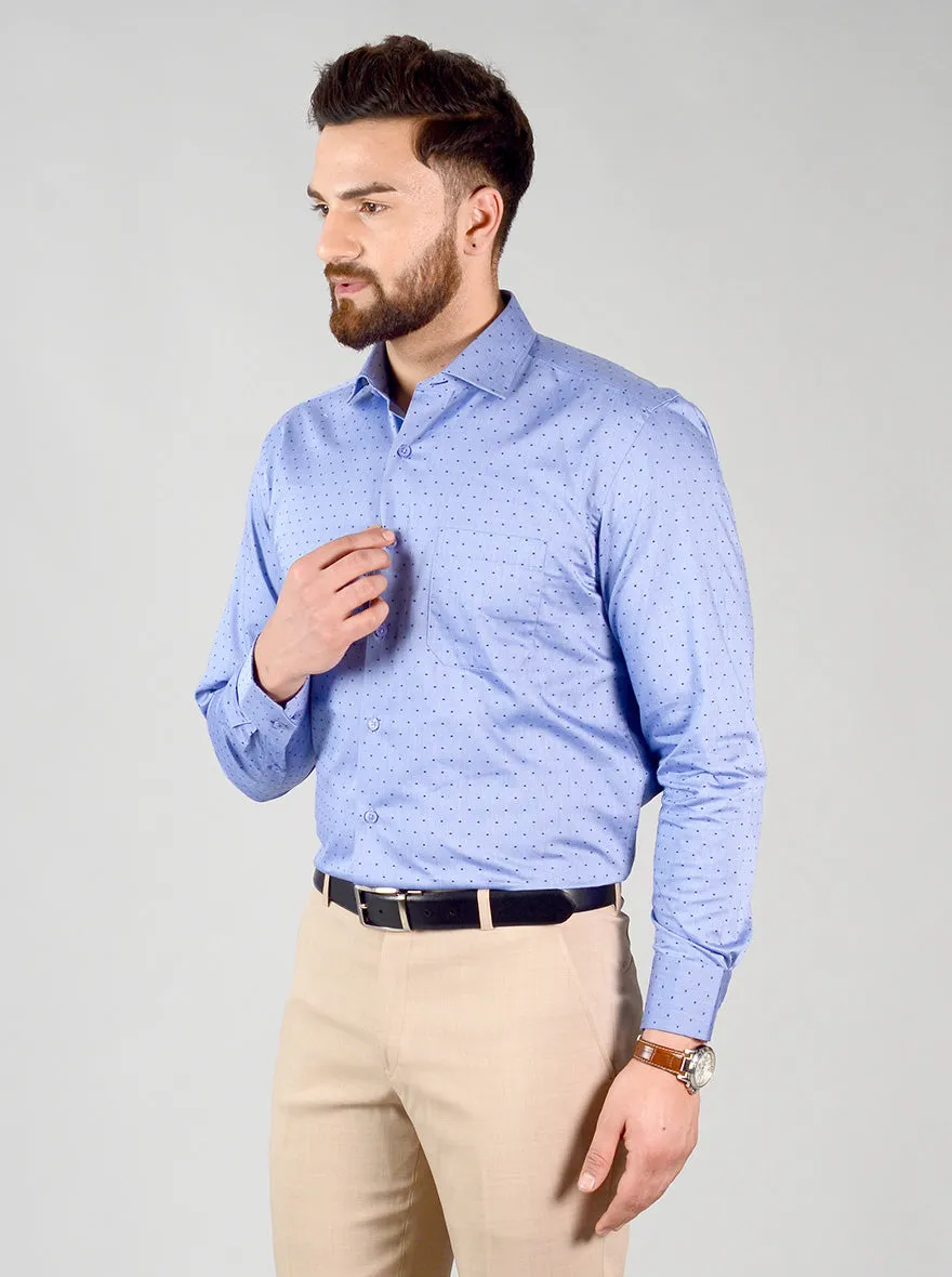 Blue Self Design Regular Fit Formal Shirt | JadeBlue