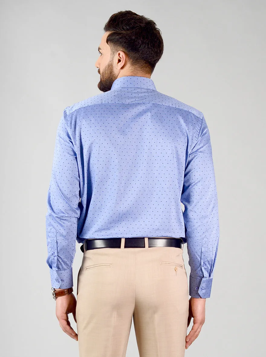 Blue Self Design Regular Fit Formal Shirt | JadeBlue