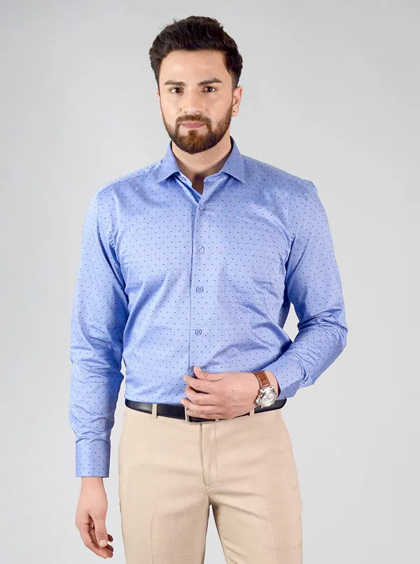 Blue Self Design Regular Fit Formal Shirt | JadeBlue