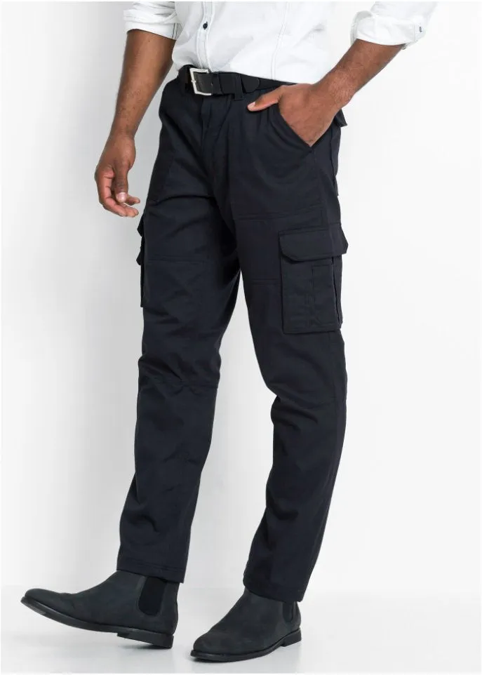 Bpc Selection Straight Thermal Cargo Pants with Teflon Trim Relaxed Fit, Black