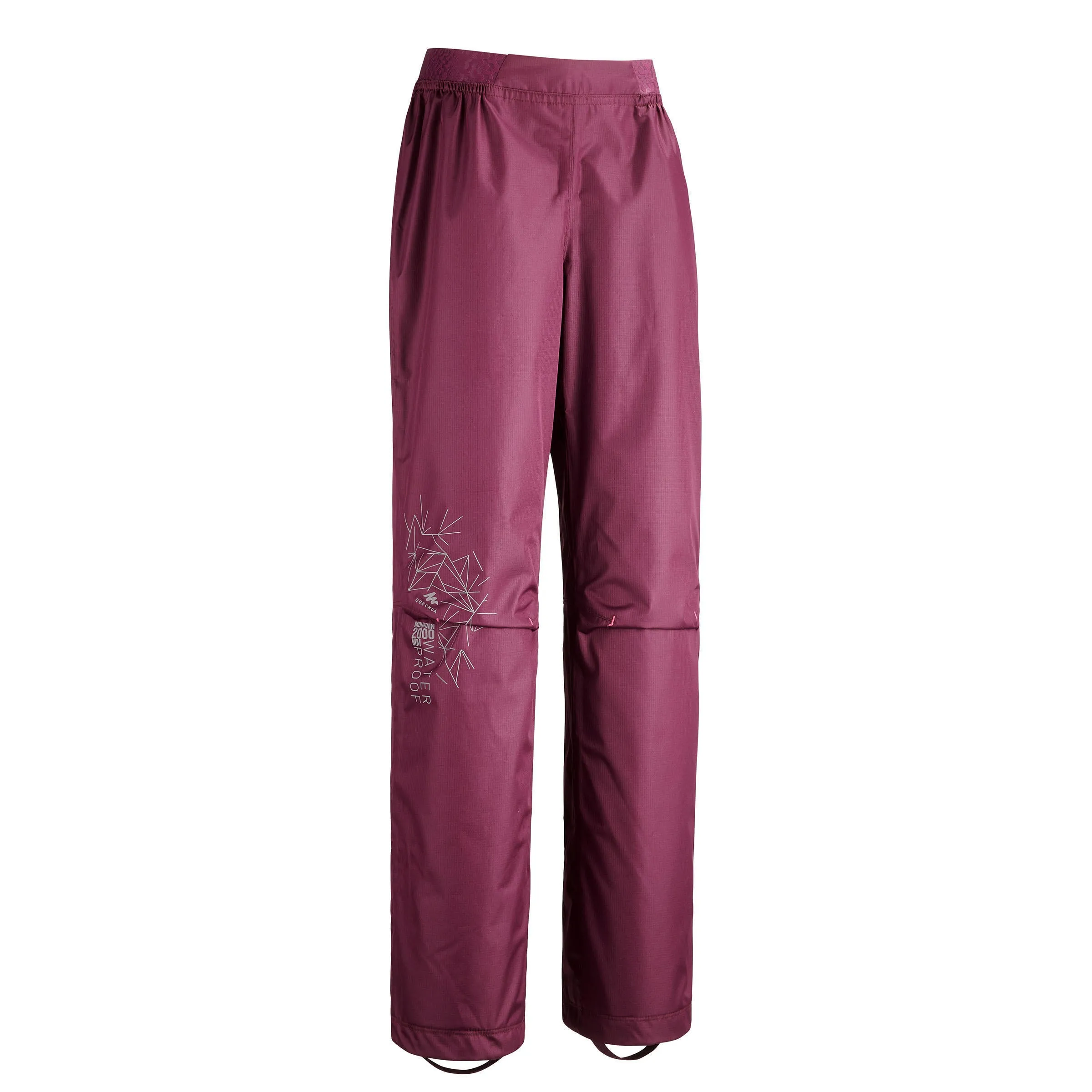 Children's waterproof trousers Quechua MH500 for hiking, purple