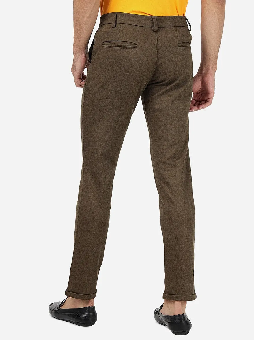 Coffee Brown Solid Venice Fit Casual Trouser | JadeBlue