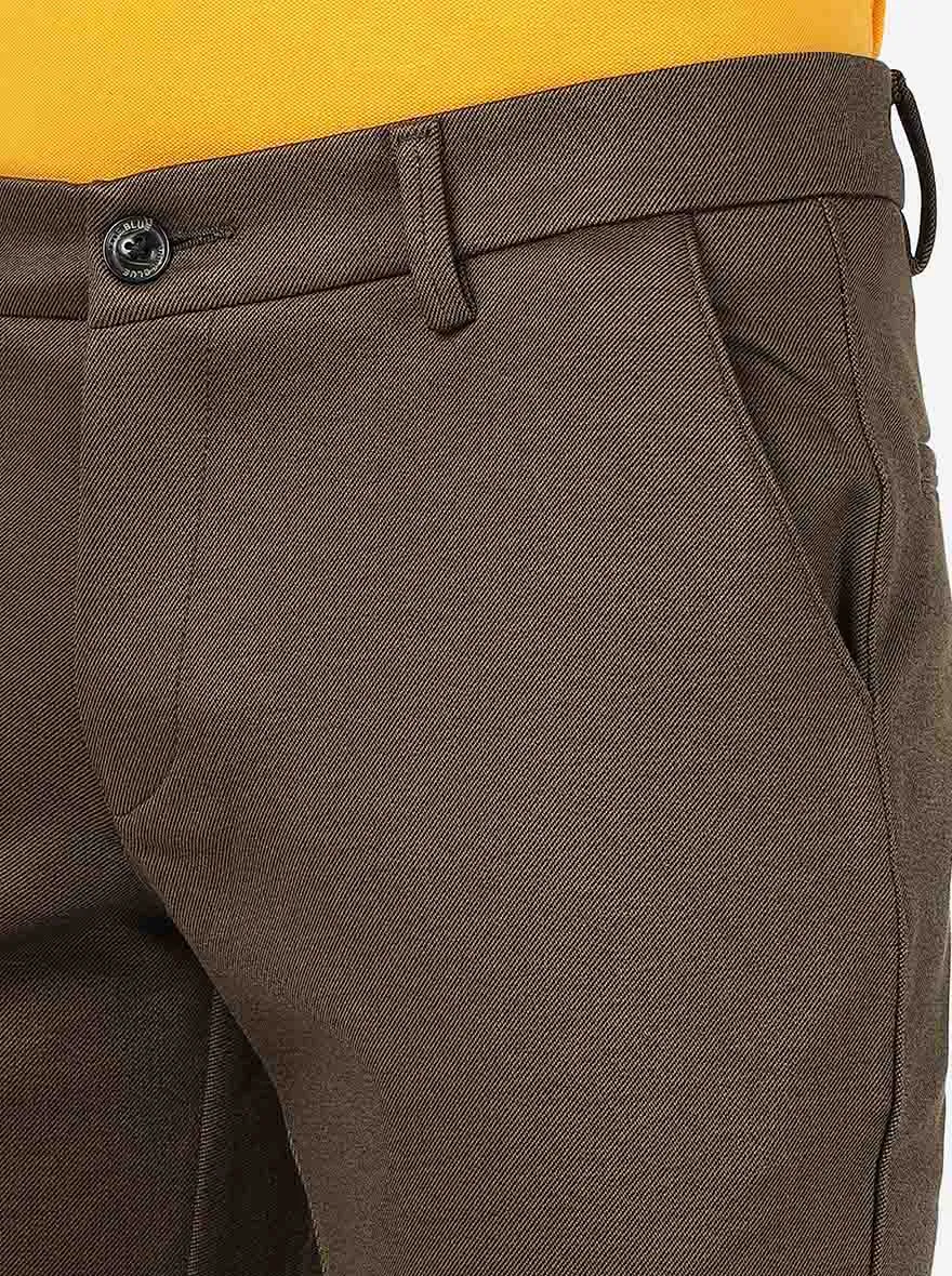 Coffee Brown Solid Venice Fit Casual Trouser | JadeBlue