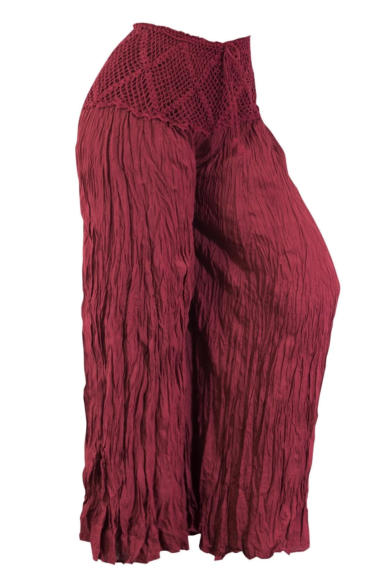 Cotton Palazzo Flare with Crochet Waist Trouser