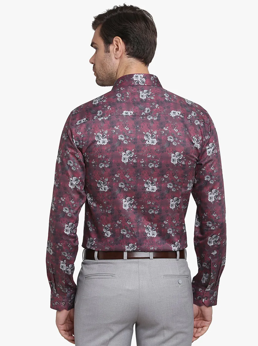 Crush Red Printed Slim Fit Party Wear Shirt  | Wyre