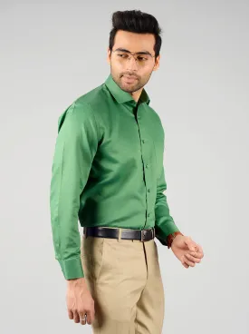 Dark Green Solid Regular Fit Formal Shirt | Greenfibre