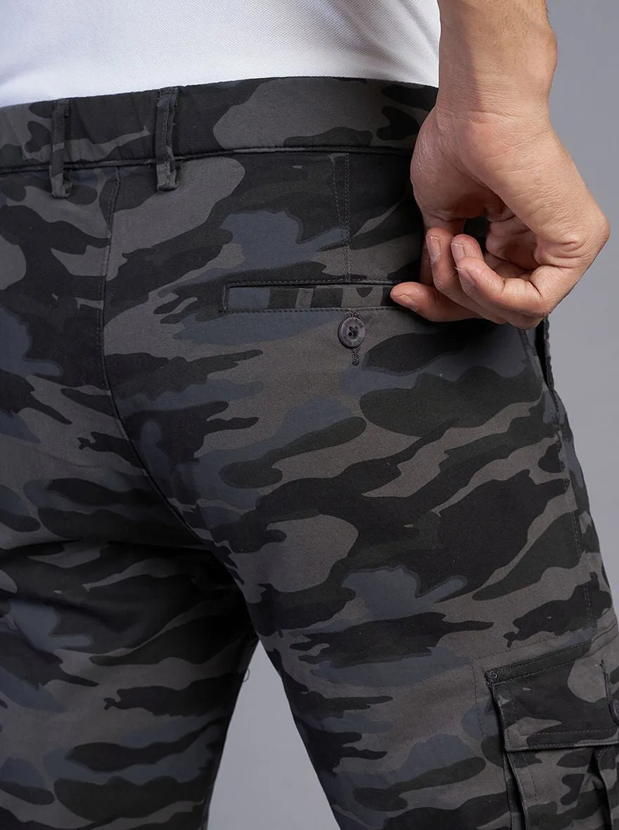 Dark Grey Printed Slim Fit Cargo Pant | JadeBlue