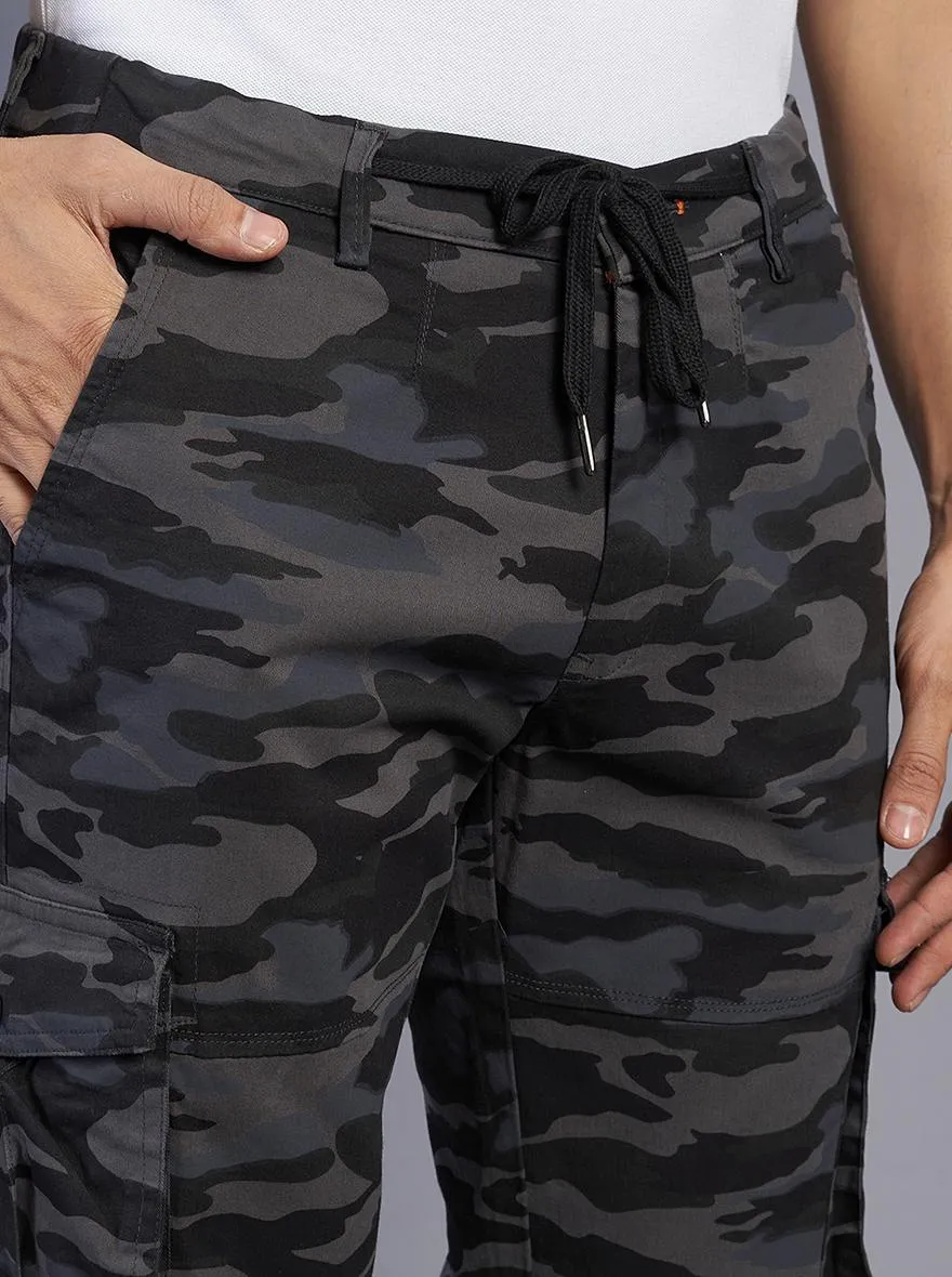 Dark Grey Printed Slim Fit Cargo Pant | JadeBlue