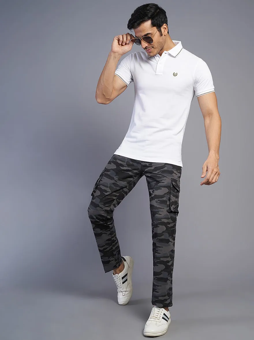 Dark Grey Printed Slim Fit Cargo Pant | JadeBlue