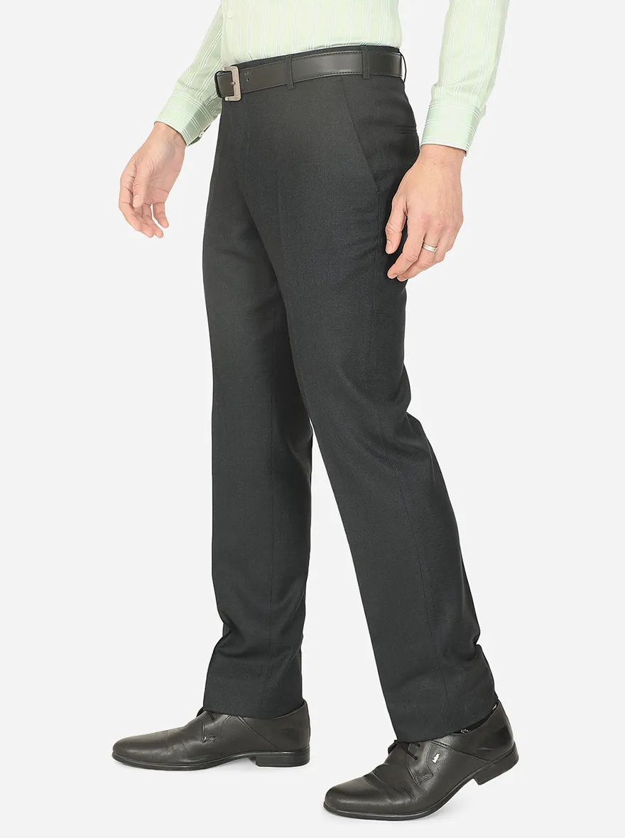 Dark Olive Solid Classic Fit Formal Trouser | JadeBlue