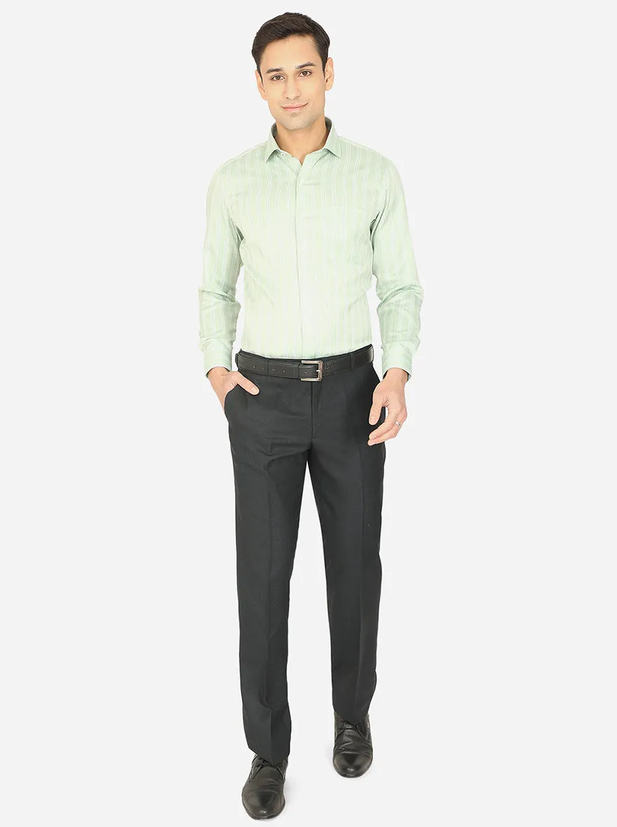 Dark Olive Solid Classic Fit Formal Trouser | JadeBlue