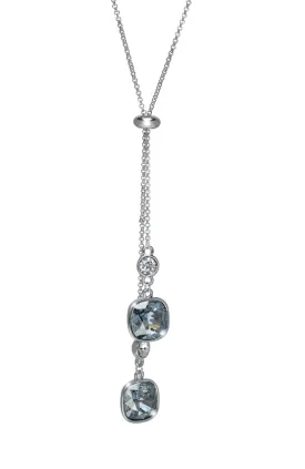 Denim Blue Pillow Swarovski Crystal Lariat Style Necklace