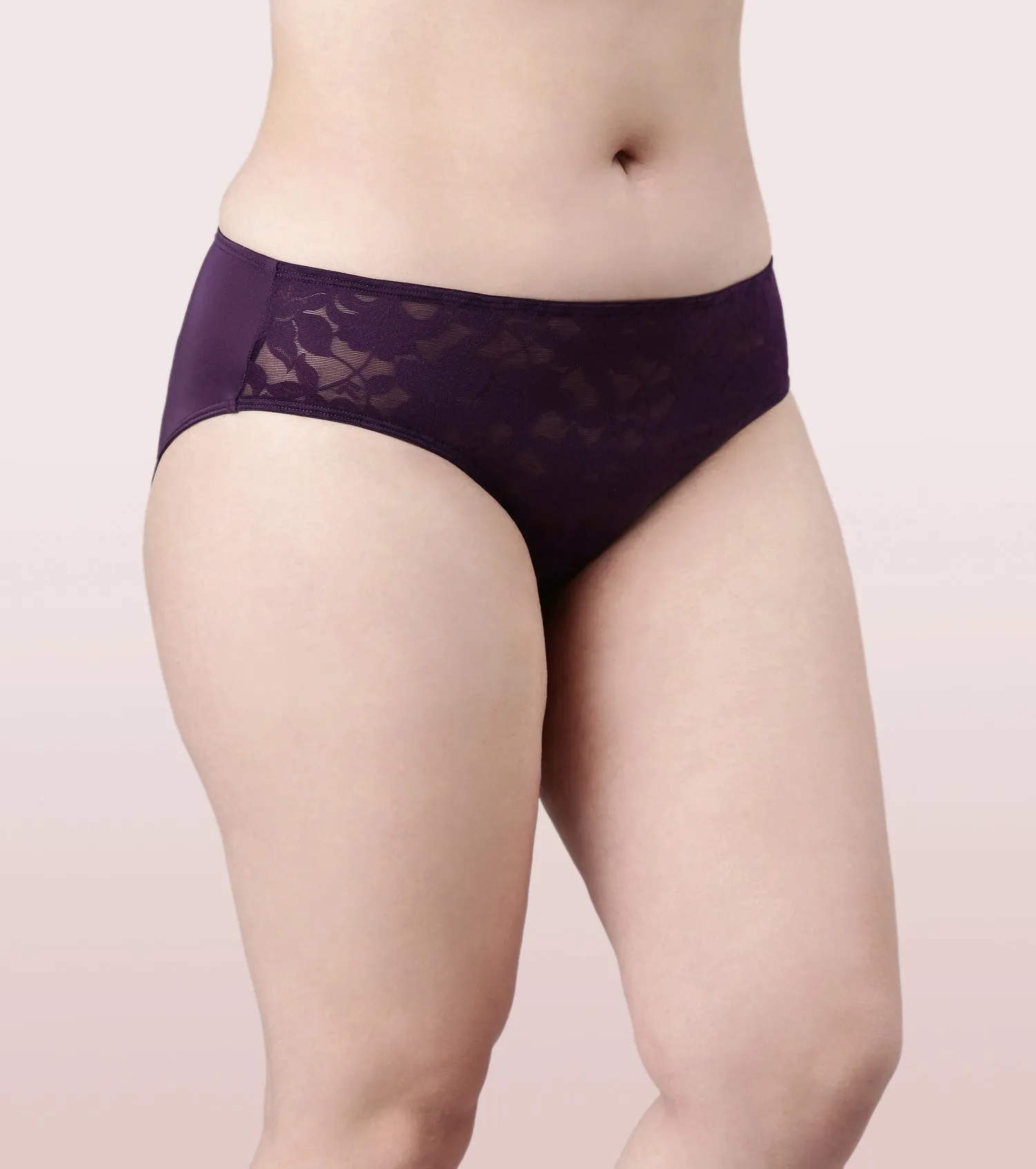 Enamor Mid Waist Hipster Co-Ordinate Panty For Women | Soft Tulle Fabric With Floral Lace At The Front | P122