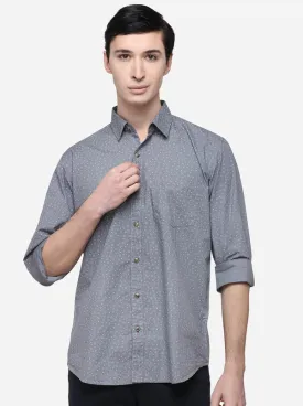 Grey Slim Fit Printed Casual Shirt | Greenfibre