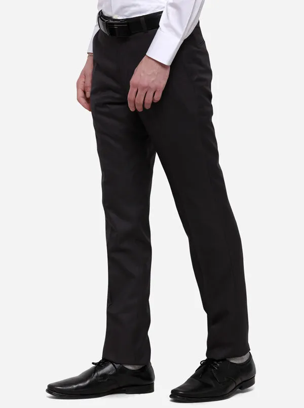 Grey Solid Slim Fit Formal Trouser | Greenfibre