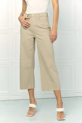 Judy Blue Harlow Full Size Khaki Crop Wide Leg Jeans