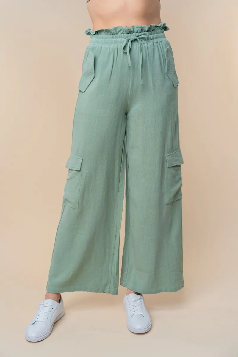 Linen Feel Cargo Pants by White Birch