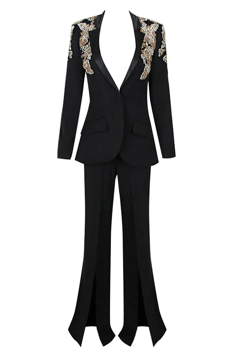 Lois Diamond Beaded Slit Blazer Set