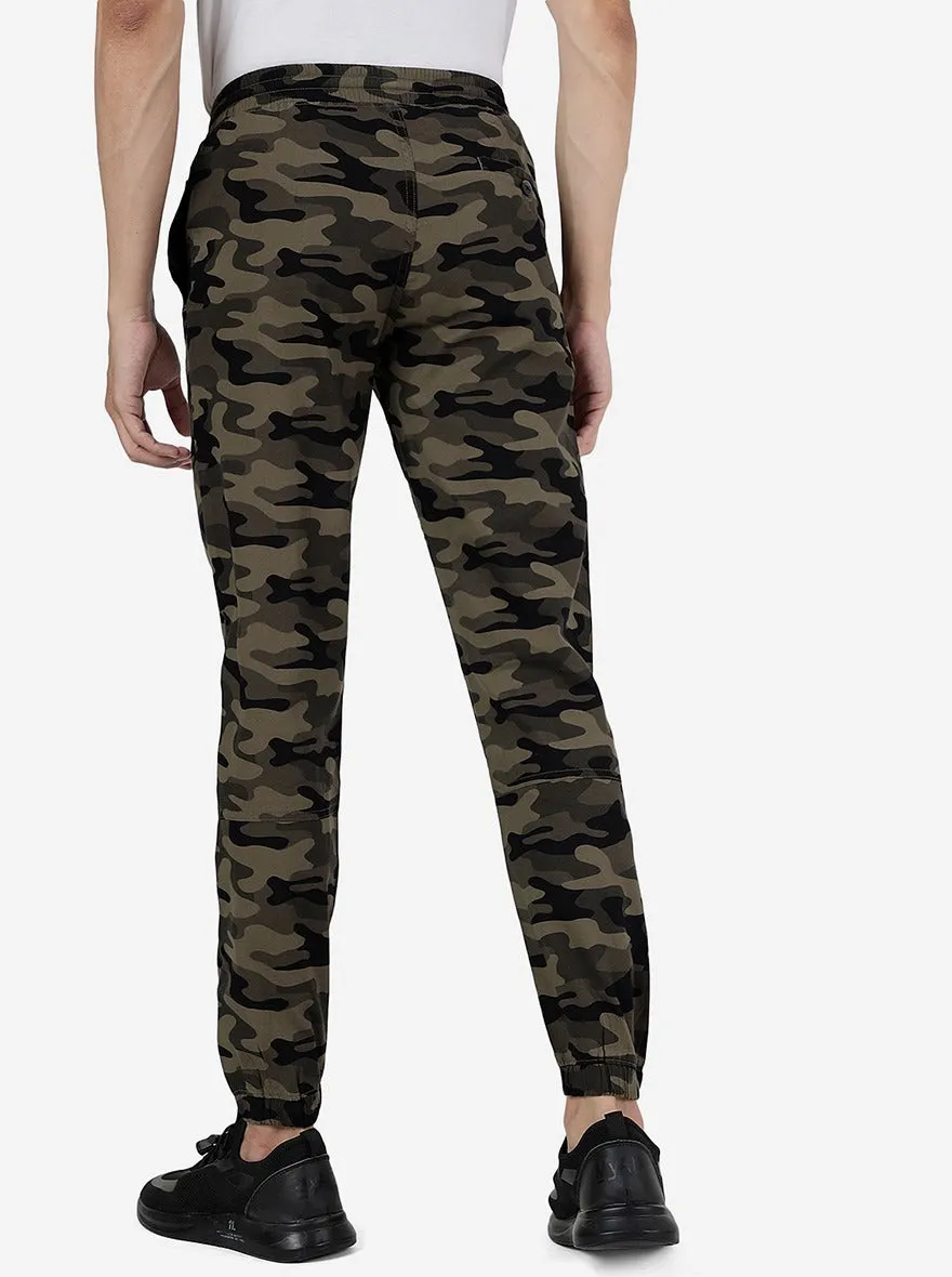 Olive Camo Printed Slim Fit Jogger | Greenfibre