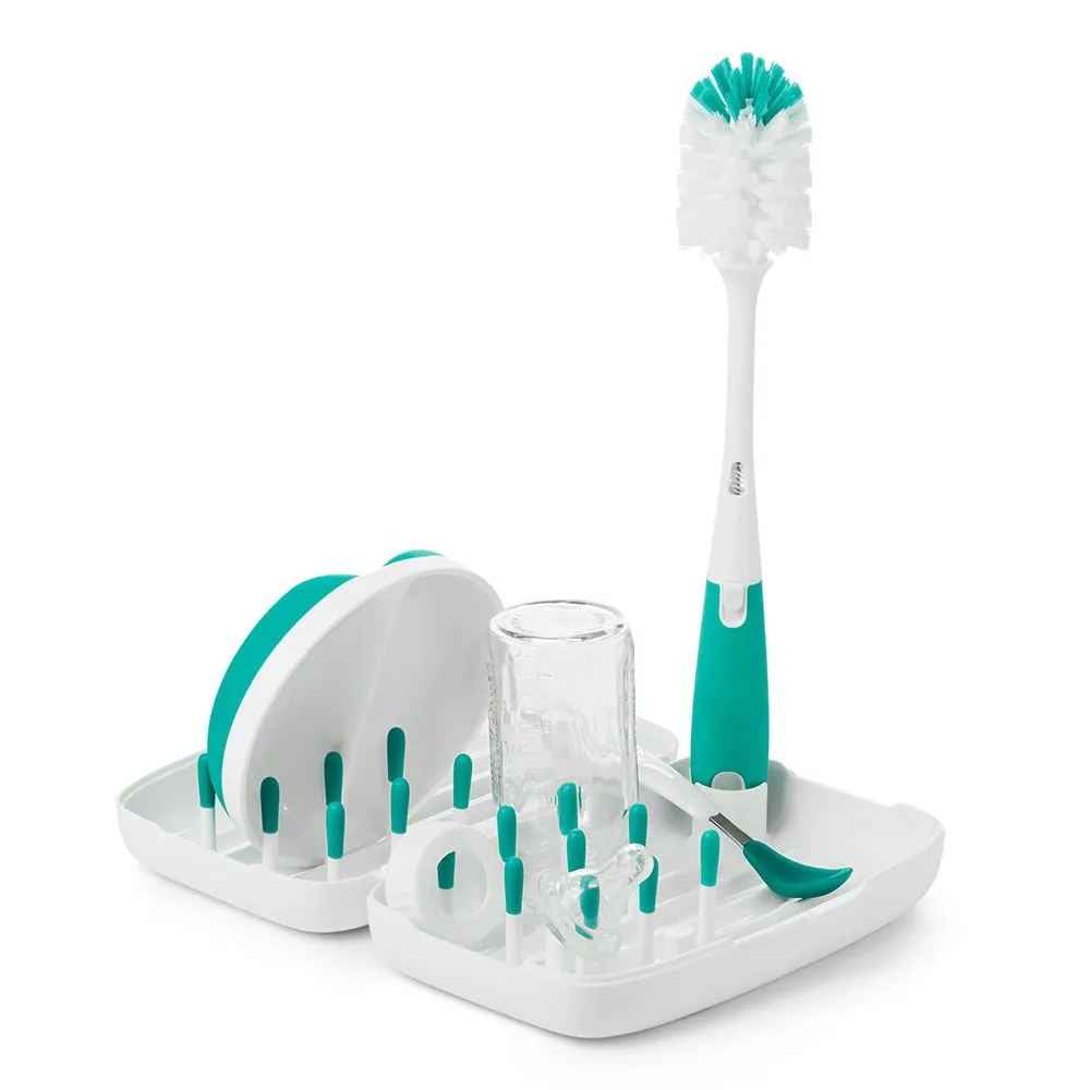 OXO TOT On-The-Go Drying Rack & Bottle Brush - Teal