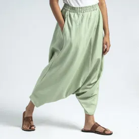 Pastel Green - Plain Flex Cotton Elasticated Harem Pant