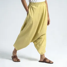 Pastel Yellow - Plain Flex Cotton Elasticated Harem Pant