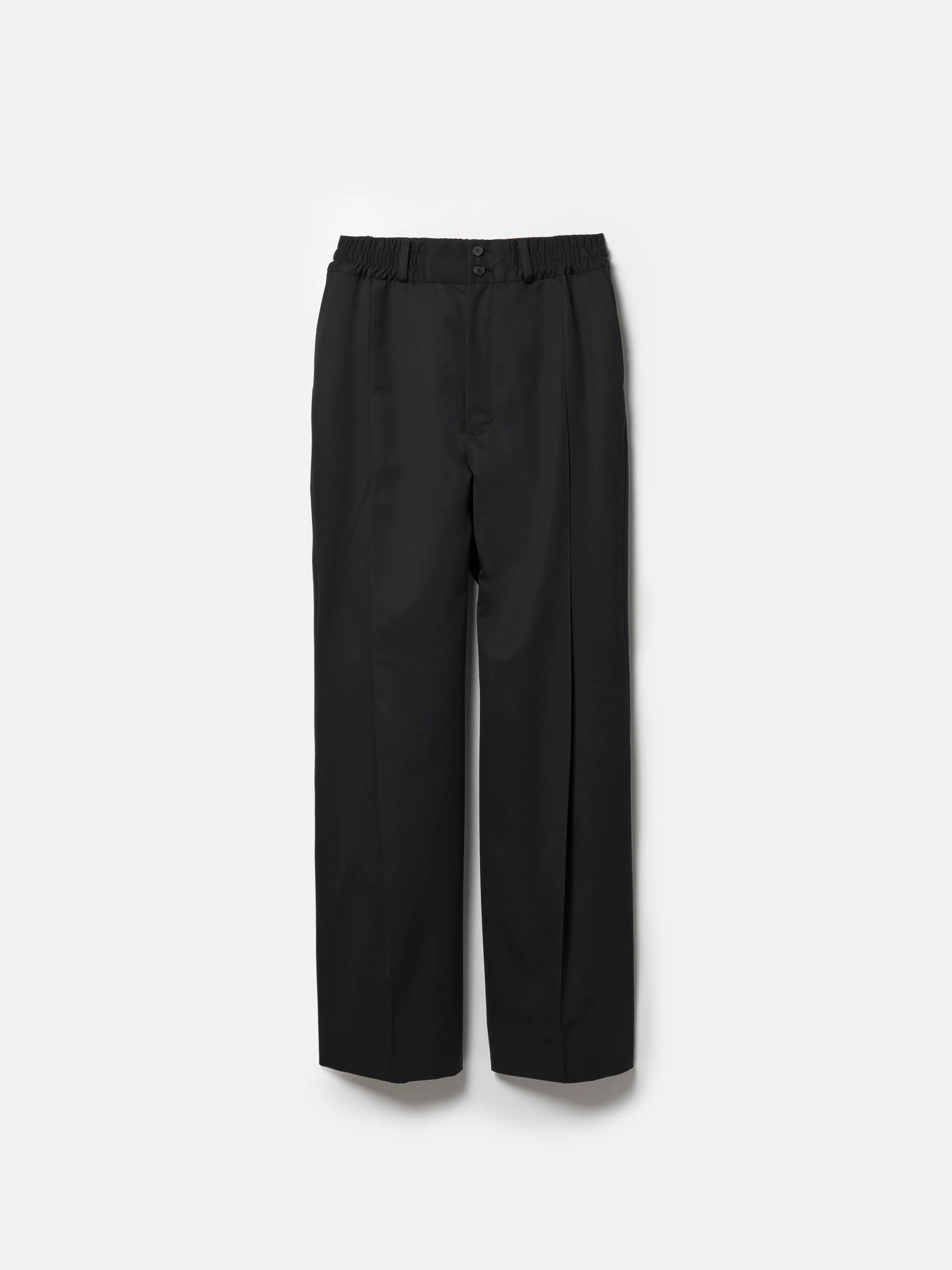 SUPER140 PINTUCK BAGGY EASY TROUSERS .12【BLACK】