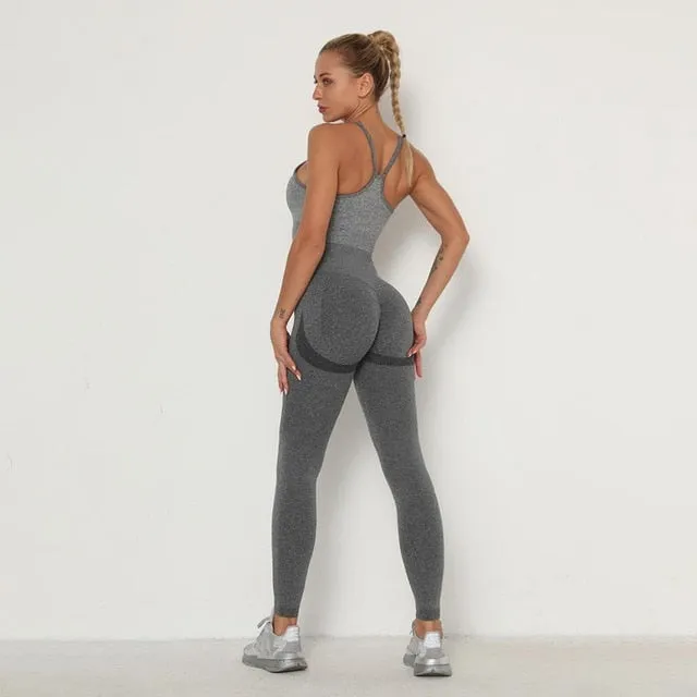 Trendy Workout Seamless Sports Set Includes High Waist Leggings  and Long Sleeve Top