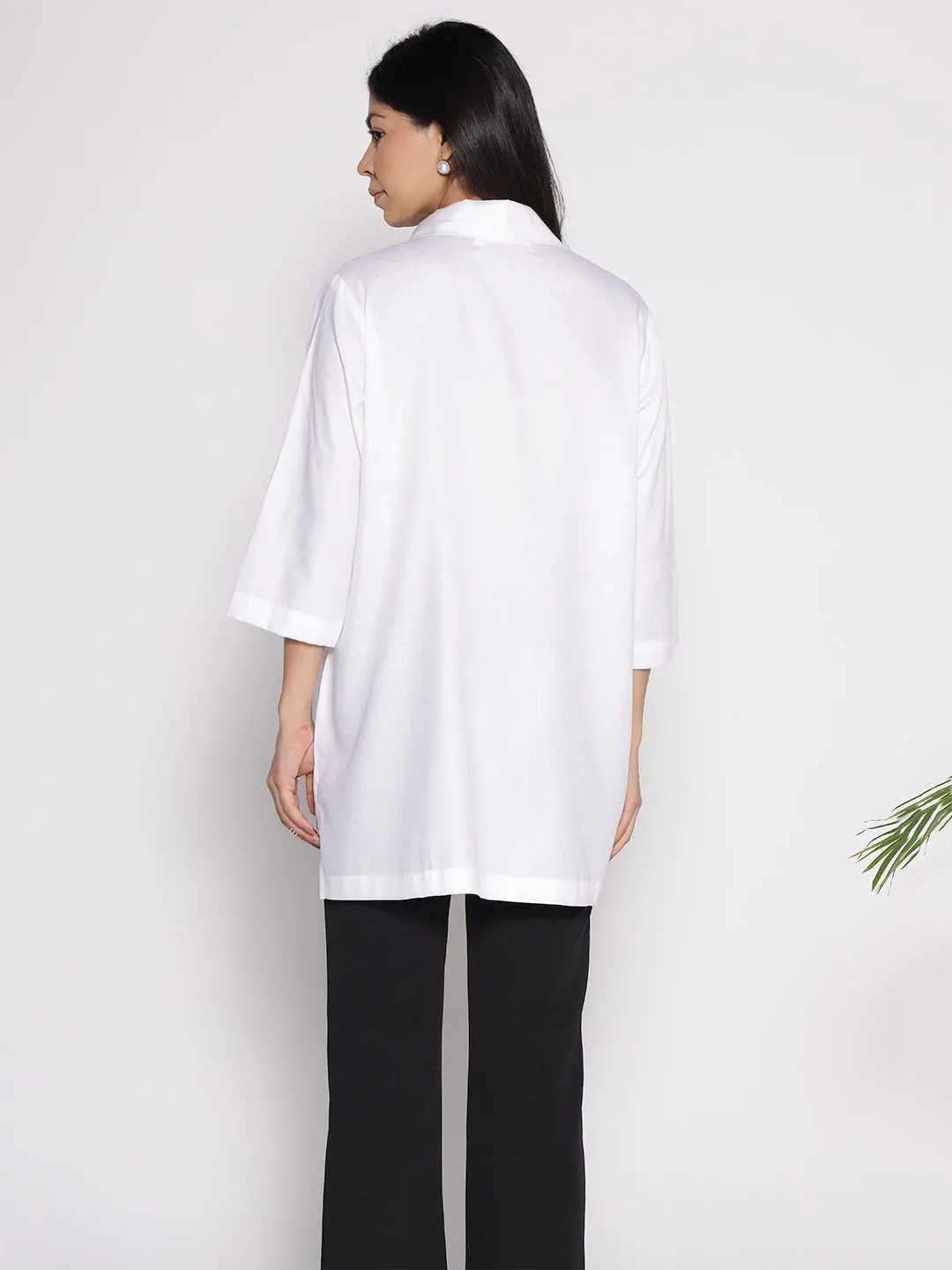 White Rayon ShirtTop - Klematis