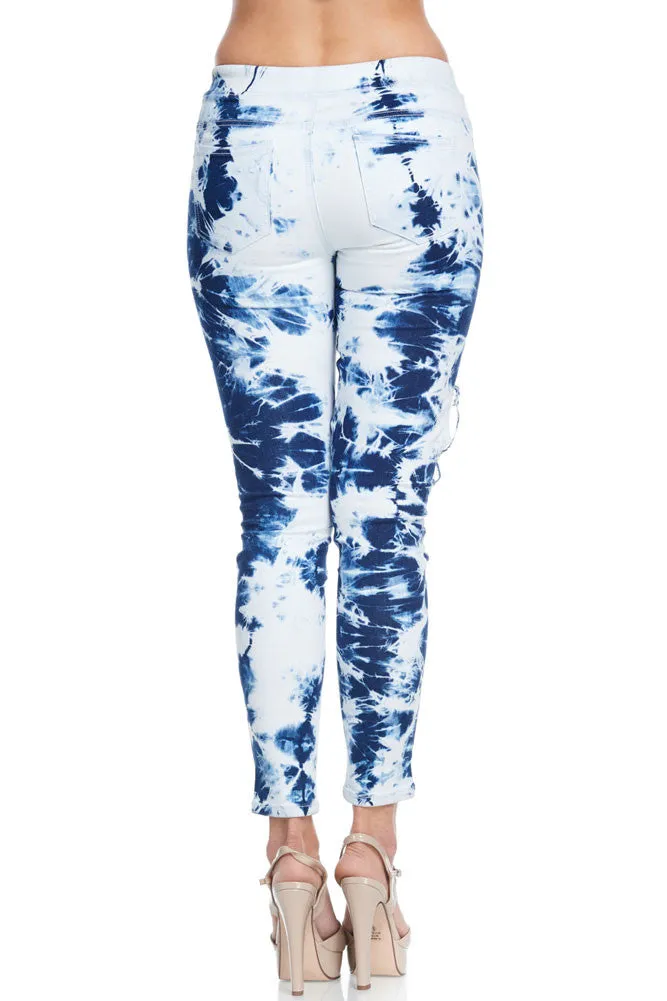 Women's Bleached Destroyed Skinny Denim Joggers